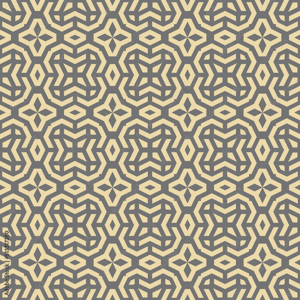 Seamless background for your designs. Modern gray and golden ornament. Geometric abstract pattern