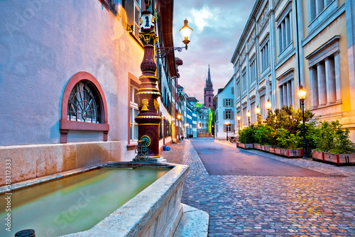 Basel historic upper town architecture evening view photo