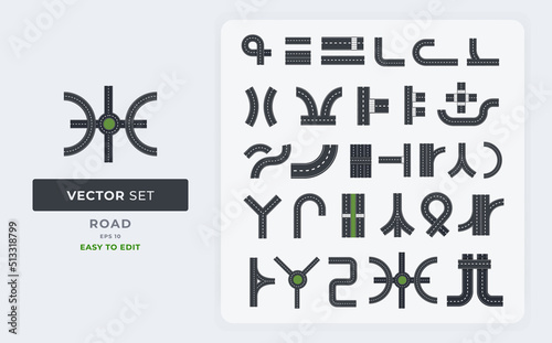 Fully editable road traffic track top view vector set eps 10