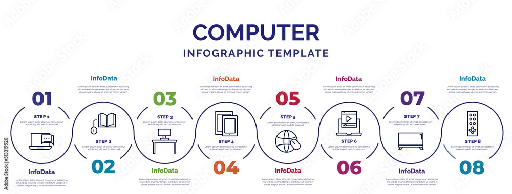 infographic template with icons and 8 options or steps. infographic for ...
