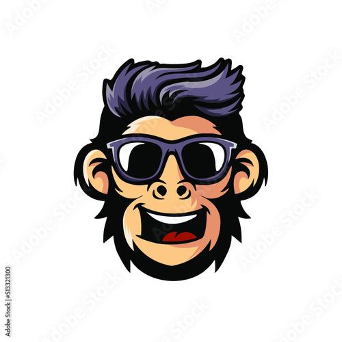 Monkey mascot logo vector. Animal vector illustration. Geek monkey logo. Chimpanzee vector logo design