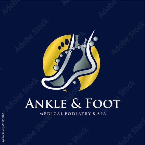 Ankle foot logo design vector illustration. Foot beauty and spa logo design template element