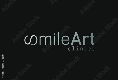 smile art clinic inscription text lettering. smile logo in infinity loop modern simple logo design