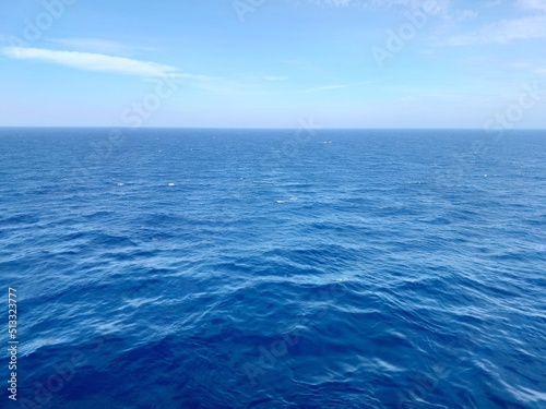 Calm and soothing view of ocean and its waves with blue sky  © Saumya