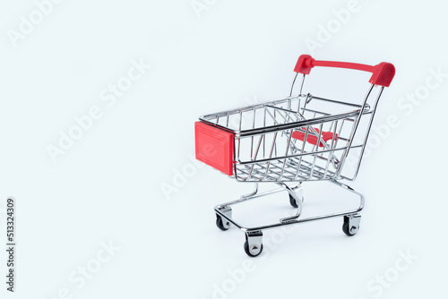 Shopping trolley cart isolated on white background. Empty Shopping Cart