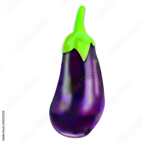 Eggplant isolated on white background. Vector purple eggplant icon