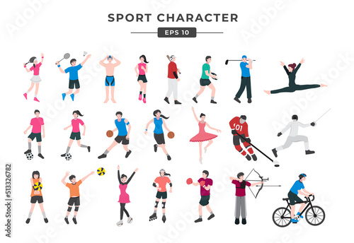 various male and female sports characters set vector illustration eps 10