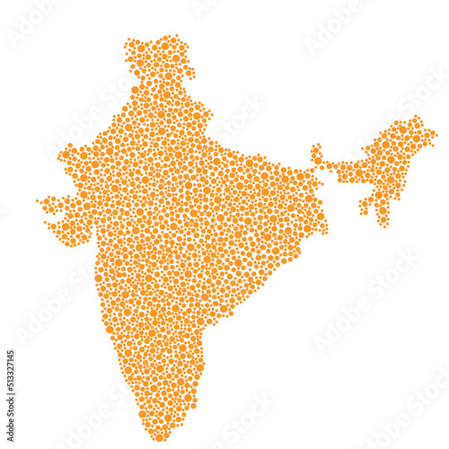Abstract map of India filled with dots