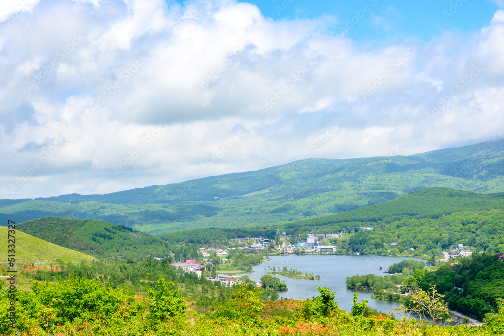 Naklejka premium ビーナスラインから望む白樺湖