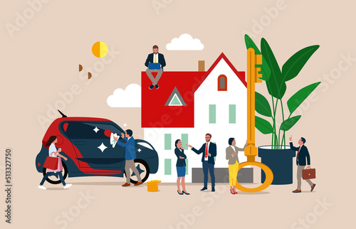 Sale, leasing, buying or renting a car or a house.
