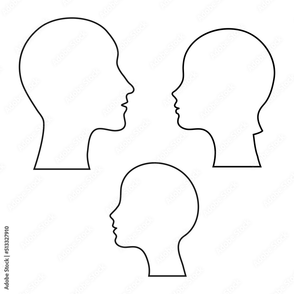 Outline silhouette Family icons head  on an isolated background.Default avatar profile icon.EPS10.