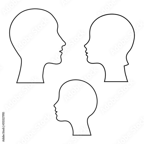 Outline silhouette Family icons head  on an isolated background.Default avatar profile icon.EPS10.