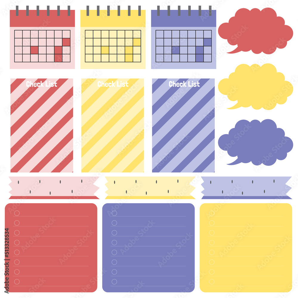 Cute paper notes. Stationary set. Scrapbook notes and cards.Printable