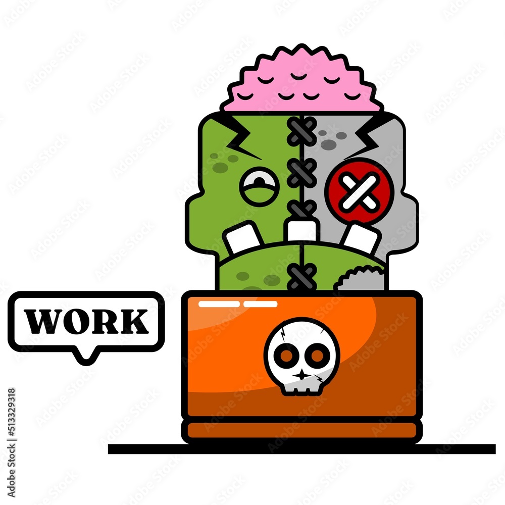 cartoon character costume vector illustration
cute zombie doll mascot working