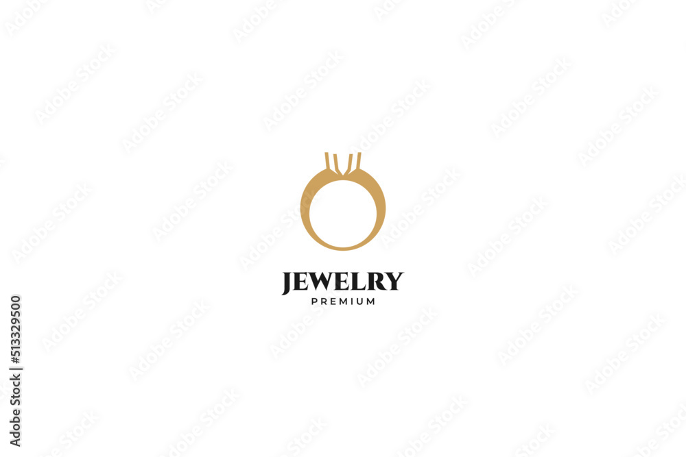 Fototapeta premium Flat ring jewelry logo vector icon design template. Elegant, beauty, royal