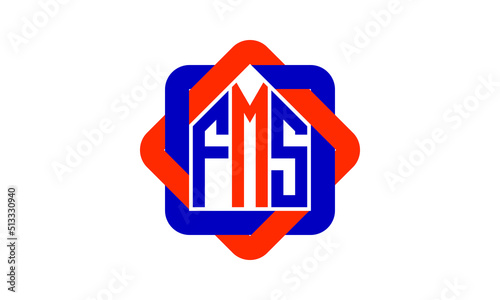 FMS three letter real estate logo with home icon logo design vector template | construction logo | housing logo | engineering logo | initial letter logo | minimalist logo | property logo |