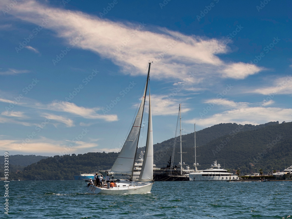 detail of sailing boat in the sea in la spezia