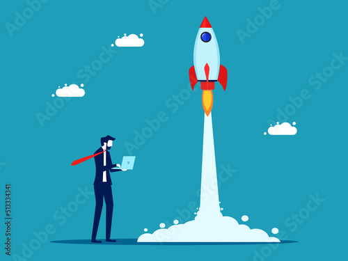 Fototapeta Naklejka Na Ścianę i Meble -  rocket launch. Start a business. Rockets fly into the sky. business and investment concept vector