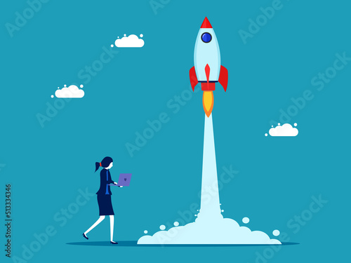 rocket launch. Start a business. Rockets fly into the sky. business and investment concept vector