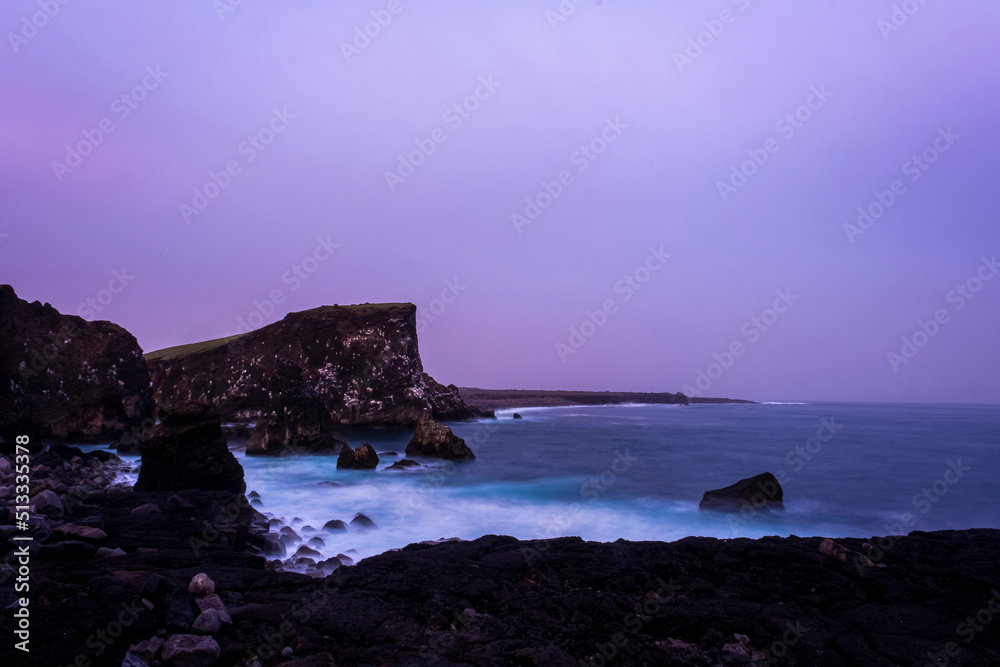 Exciting sunrise on popular tourist attraction - Valahnukamol bay. Spectacular morning scene of Iceland, Europe. Traveling concept background