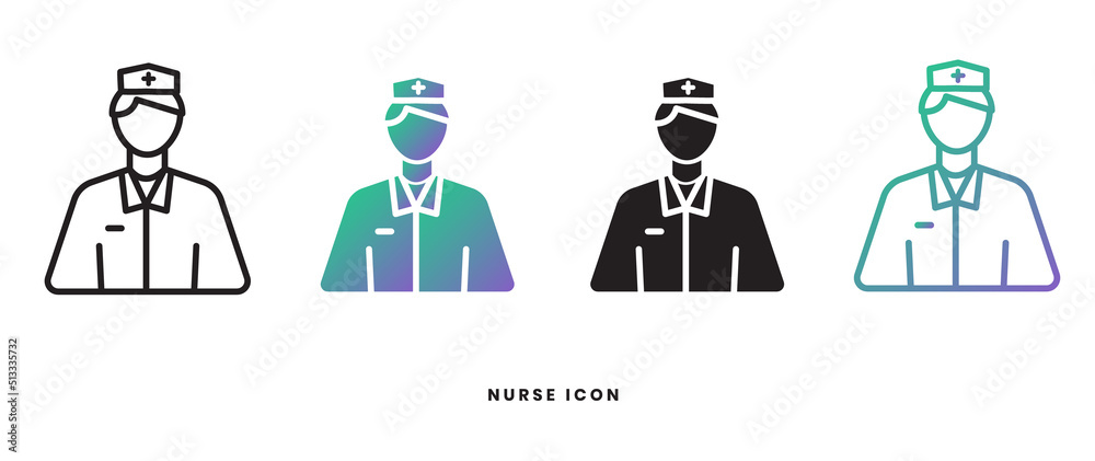 Vector nurse male icon in solid, gradient and line styles. Trendy colors. Isolated on a white background Vector nurse male icon in solid, gradient and line styles. Trendy colors. Isolated on a white background