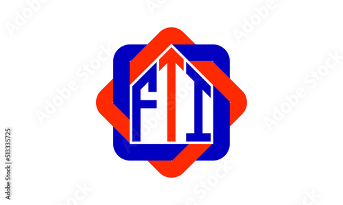 FTI three letter real estate logo with home icon logo design vector template | construction logo | housing logo | engineering logo | initial letter logo | minimalist logo | property logo | photo