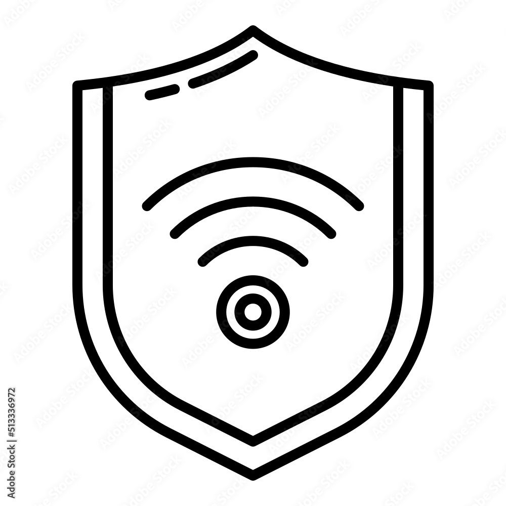 shield and internet signal icon on transparent background - obrazy, fototapety, plakaty 