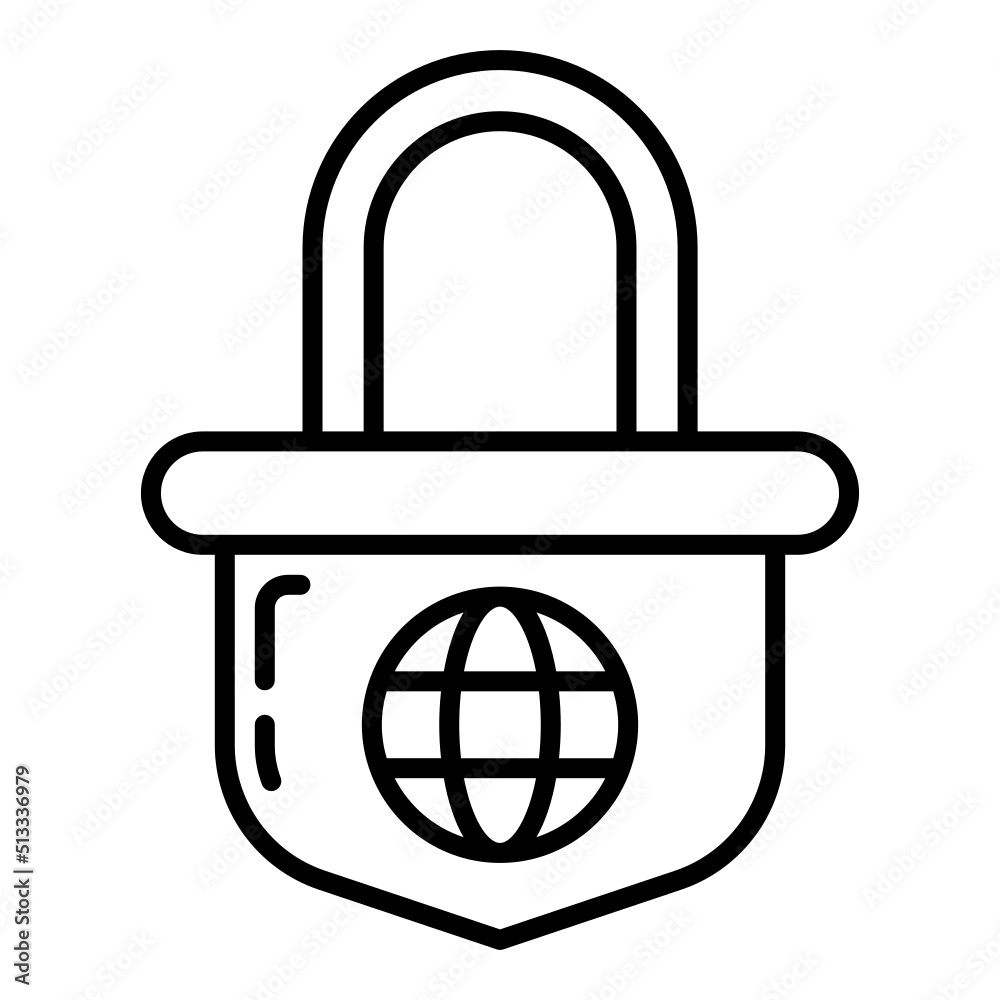 lock and internet globe icon on transparent background - obrazy, fototapety, plakaty 