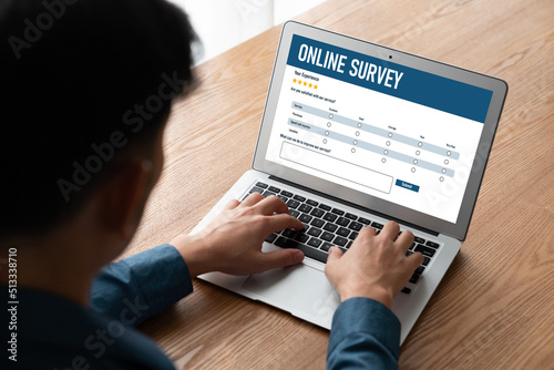 Online survey form for modish digital information collection on the internet network photo