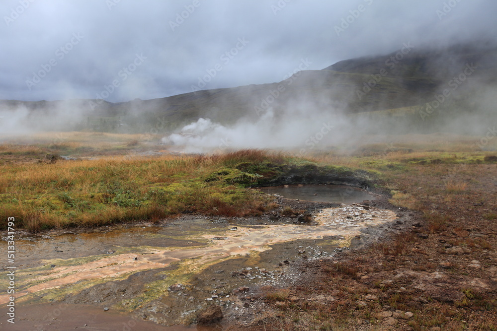 Haukadalur - the Geysirs Vallye - tourist attraction in Golden Circle of Iceland