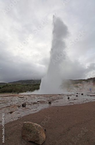 Strokkur - the bigest geysir in Haukadalur - the Geysers Vallye, Iceland photo