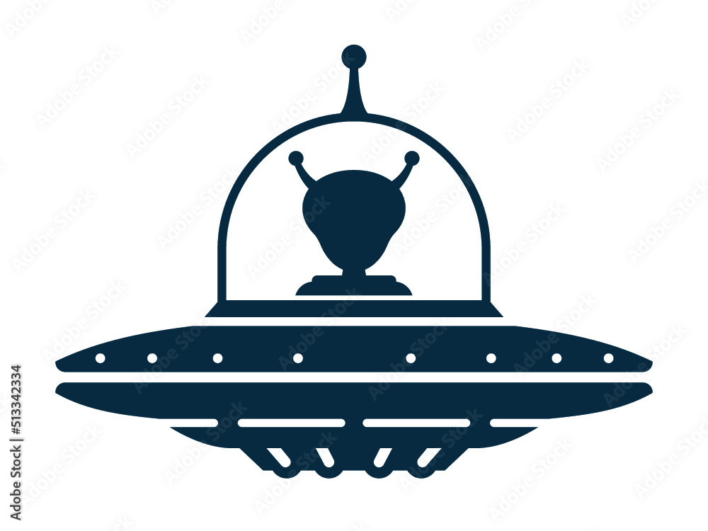 Vector Icon or logo of UFO spaceship with alien head Stock Vector ...