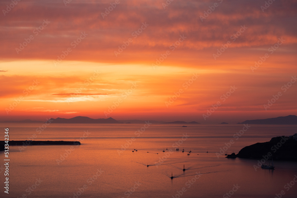 Santorini, Greece - Oia at sunset, panorama