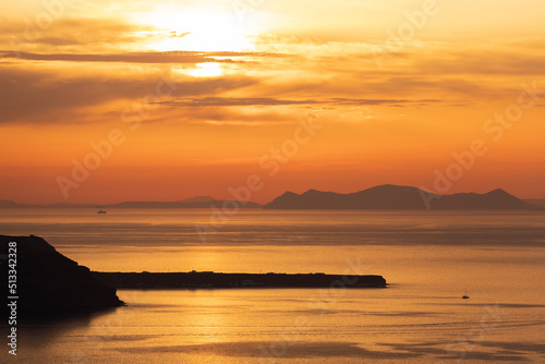 Santorini  Greece - Oia at sunset  panorama