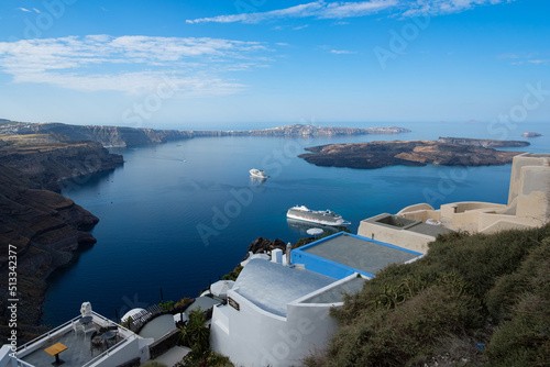 Imerovigli village on Santorini island, Greece. Caldera on Aegean sea