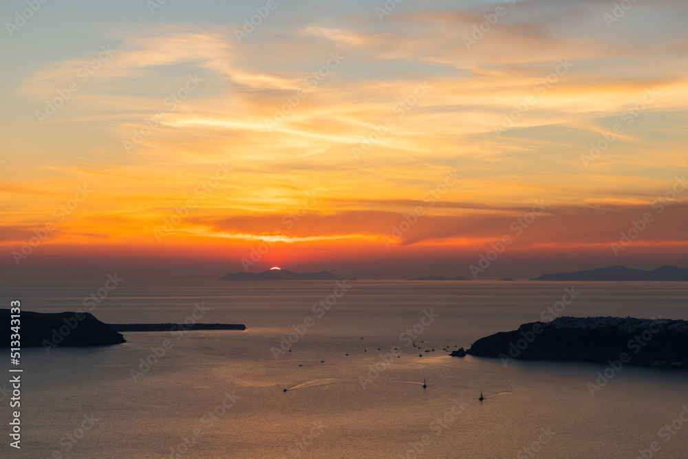 Santorini, Greece - Oia at sunset, panorama