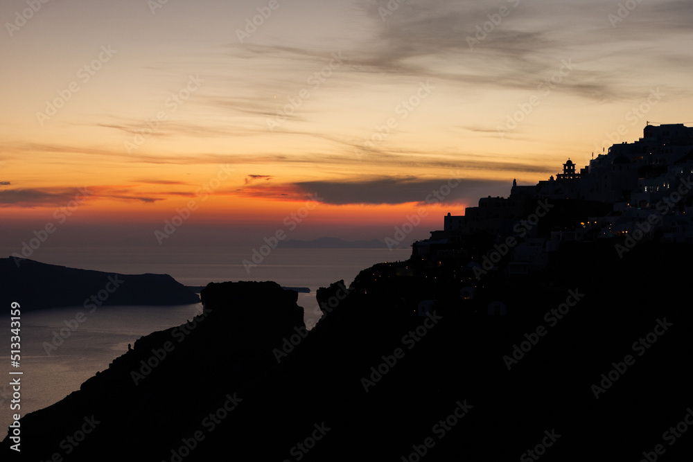 Beautiful Santorini island at sunset, Greece