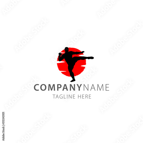 silhouette kungfu warrior logo vector