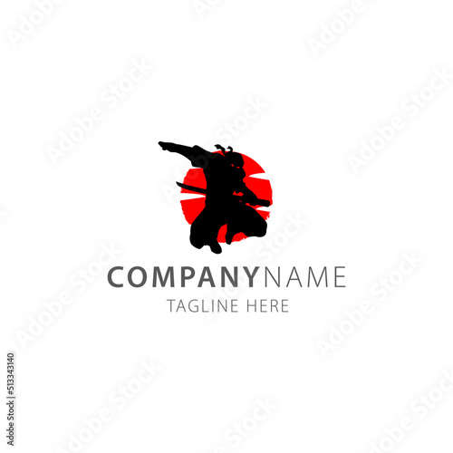 silhouette ninja assassin logo vector