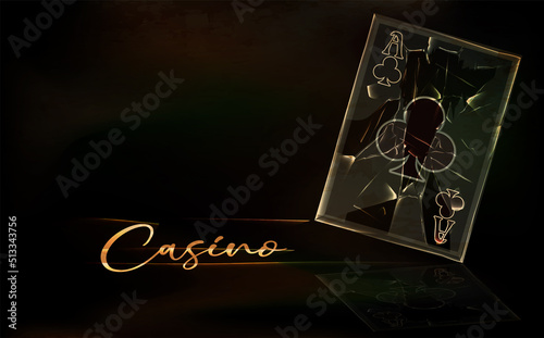Casino background with vintage poker clubs card, vector illustration