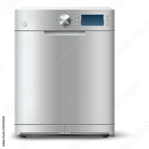 Dishwasher machine. Realistic domestic dish washing appliance
