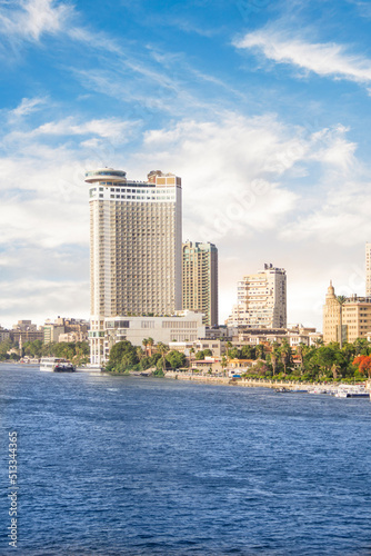 Beautiful view of the Nile embankment in the center of Cairo, Egypt photo