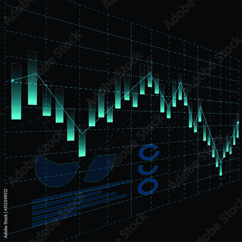 Graph stock with futuristic vector for technology and finance concept and education for future