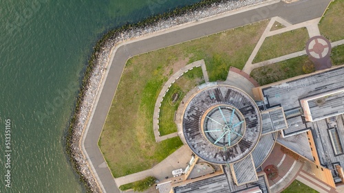 Top view of the water's edge of Sheepshead Bay in Brooklyn, New York, USA photo