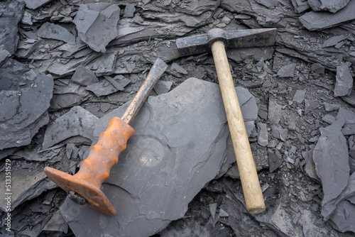 ammonia found in slate with hammer and chisel