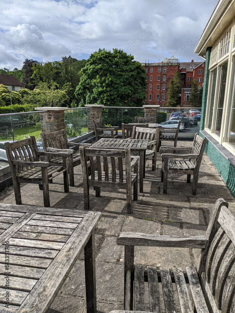 Crisis in restaurants England. Empty tables