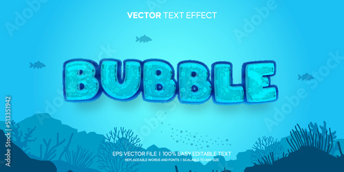 ocean bubble aquatic water 3d style editable text effect