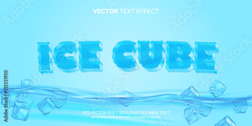 Ice cube frozen 3d style editable text effect