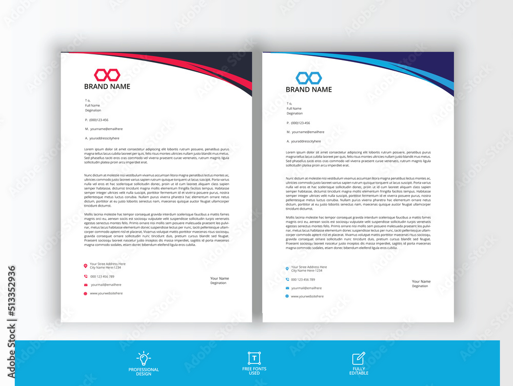 Obraz premium Modern company business letterhead template design Free Vector