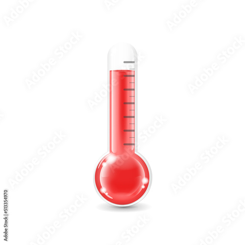 Transparent icon of red mercury flask for high hot summer weather